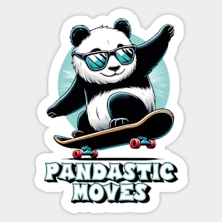 Cool panda with sunglasses on skateboard – "Pandastic Moves" Sticker